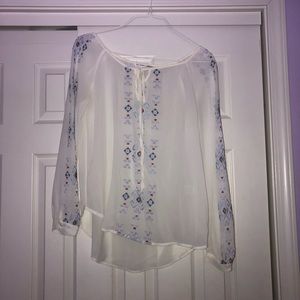 Aztec stitched, off white, blouse